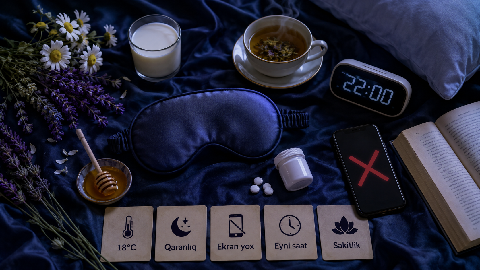 Melatonin dozalama — valerian sedativ yuxu gigiyenasi sirkadiyan ritm gece