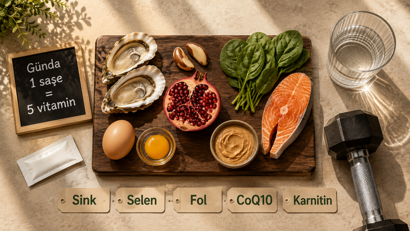 Vitamin kompleksi kisi saglamligi — sink selen fol tursusu koenzim Q10 L-karnitin testosteron