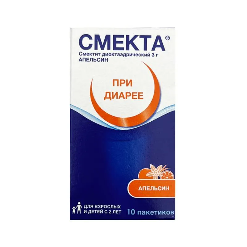 Smekta 3qr N10 paket — sorbent toksin adsorbsiya ishal qarın ağrısı köpüklənmə uşaq