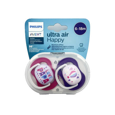 AVENT 080/04 ULTRA AIR SOOTHER 6-18M TEXT GIRL 2PCS - AVENT
