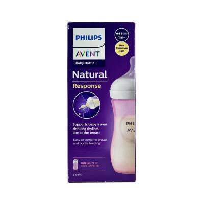 Avent Natural Response körpə butulkası çəhrayı 1ay+ 260 ml - AVENT