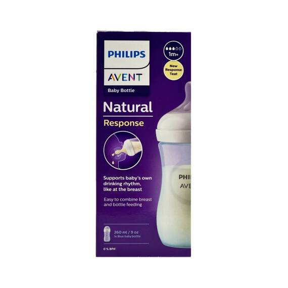 Avent Natural Response körpə butulkası mavi 1ay+ 260 ml - 1