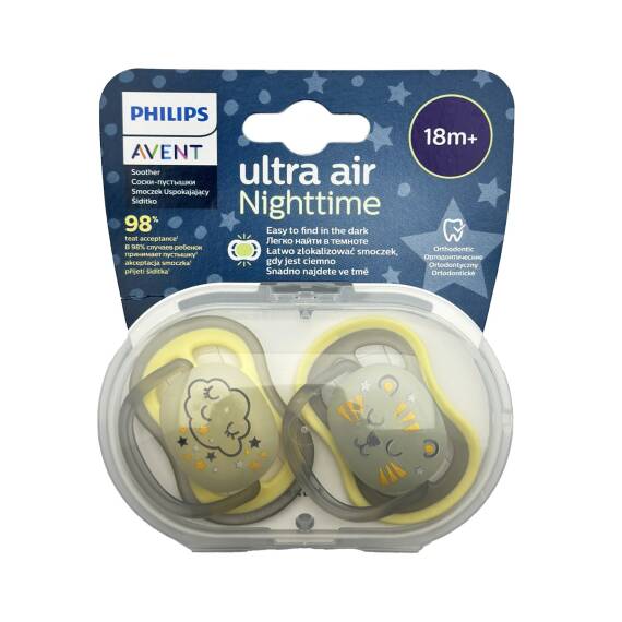 AVENT 376/01 376/32 ULTRA AIR SOOTHER NIGHT TIME 18+ NEUTRAL 2PCS - 1