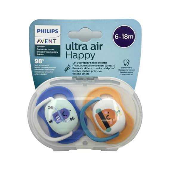 AVENT 080/10 080/26 ULTRA AIR SOOTHER 6-18M PLAY BOY 2 PCS - 1