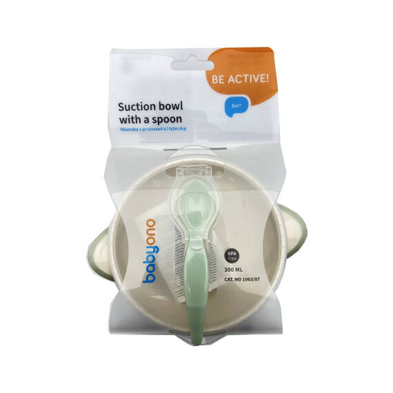 BABYONO 1063/07 SUCTION BOWL WITH A SPOON 6M+ - 1