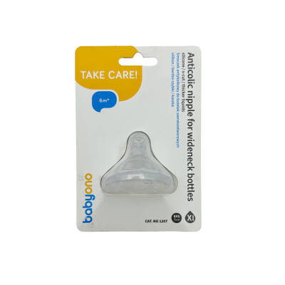 BABYONO 1207 ANTI COLIC NIPPLE FOR WIDENECK BOTTLES 6M+