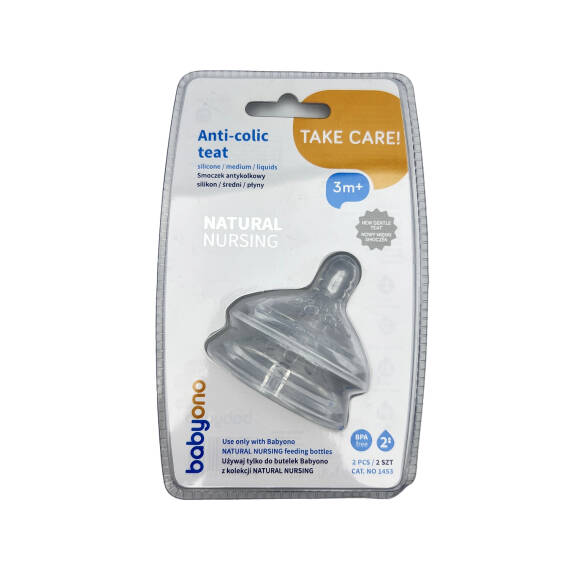 BABYONO 1453 ANTI COLIC TEAT M 2PCS 3M+ - 1