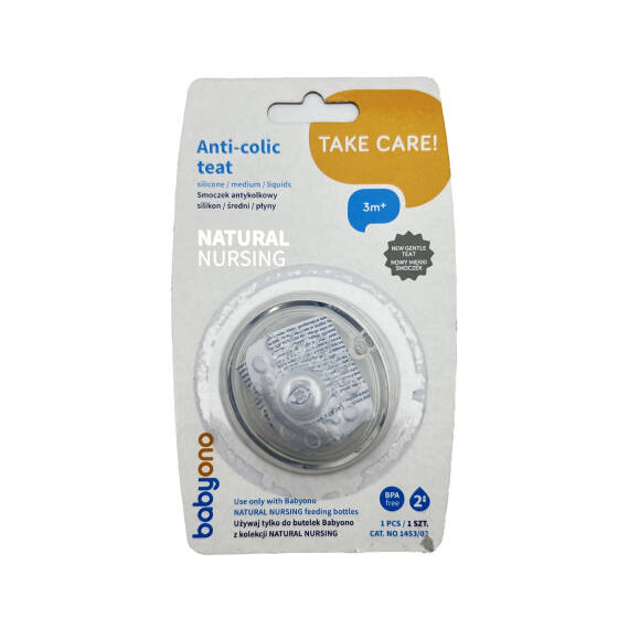 BABYONO 1453/02 ANTI COLIC TEAT M 1PCS 3M+ - 1