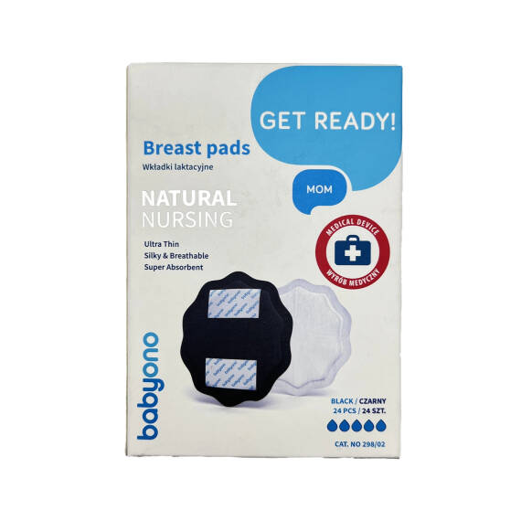 BABYONO 298/02 NATURAL NURSING BREAST PADS BLACK N24 - 1