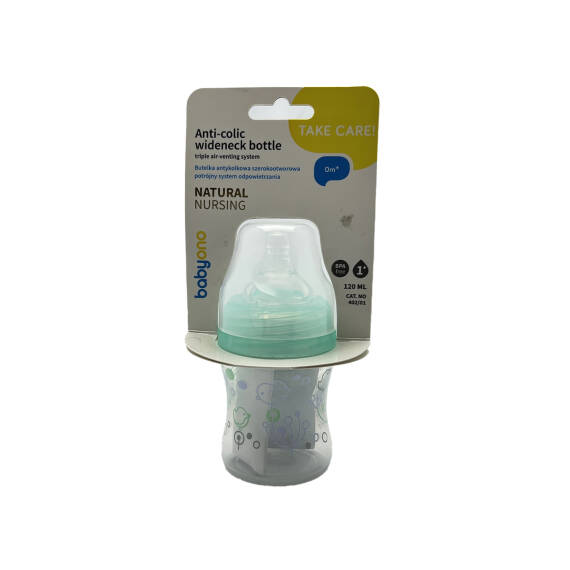 BABYONO 402/01 ANTI COLIC WIDE NECK PLASTIC BOTTLE 120ML - 1