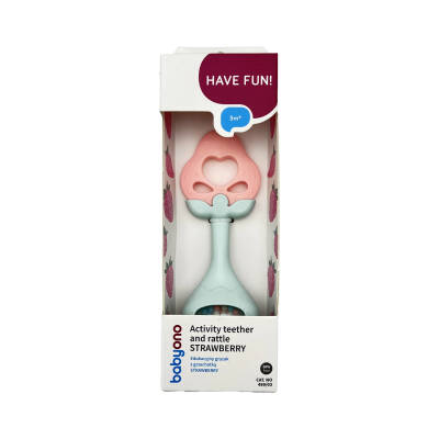 Babyono 499/03 Activity Teether and Rattle Strawberry 3M+ - 1