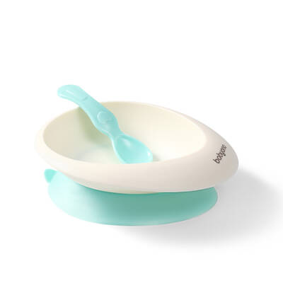 Babyono qaşıqlı yapışqanlı yemək qabı - BABYONO