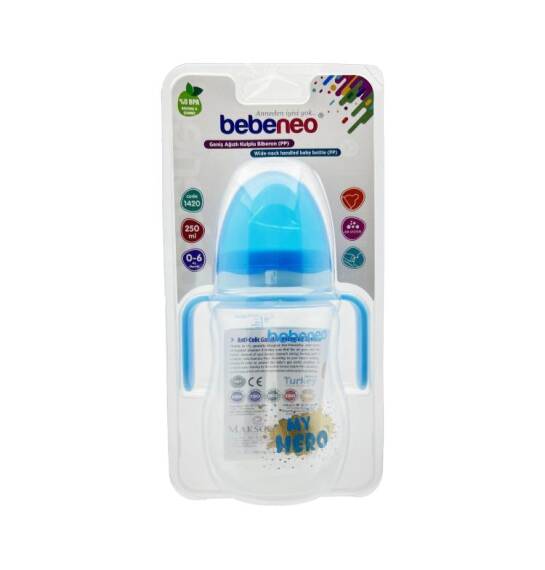 Bebeneo Geniş ağızlı Qulplu butulka 0-6 ay 250 ml - 1