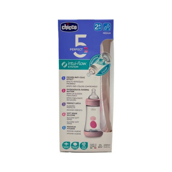 Chicco F.Perfect5 PP butulka qız orta axış silikon N2 240 ml - 1