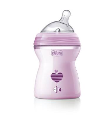 Chicco Natural Feeling butulka çəhrayı-silikon başlıq 2 ay+ 250 ml - 
