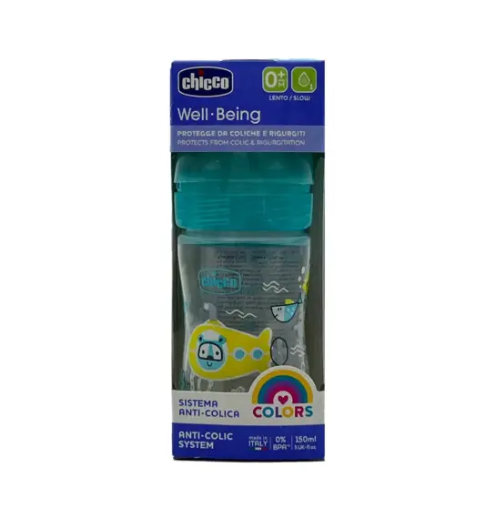 Chicco PP Wellbeing butulka oğlan silikon yavaş axış 150 ml - 1