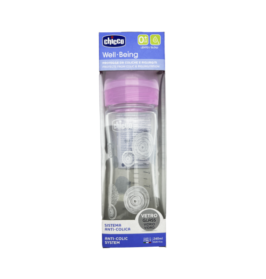 Chicco Wb şüşə butulka qız silikon əmzik yavaş axış 240 ml - 1