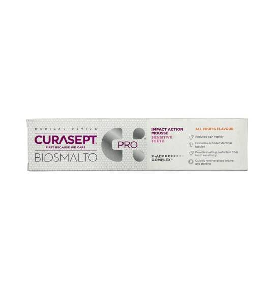 CURASEPT 1264 BIOSMALTO IMPACT ACTION MOUSSE SENSITIVVE TEETH ALL FRUITS TOOTHPASTE 50 ML - 1