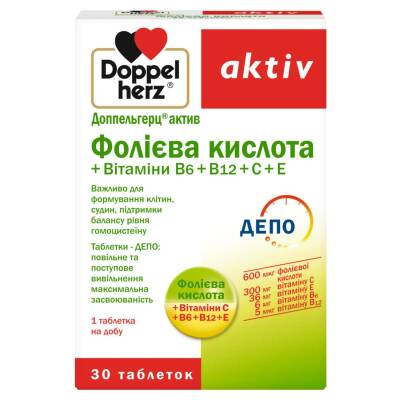 DOPPEL HERZ FOLI.K/T+VIT.B6+B12+C+E N30 - 