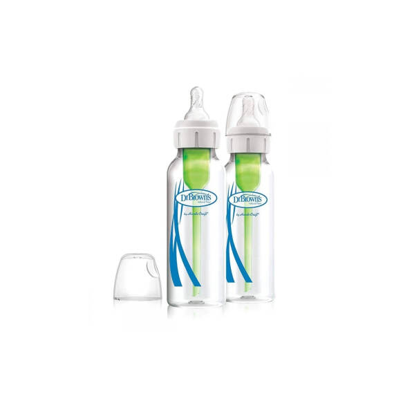 DR.BROWN S SB82023/1355 NARROW GLASS ANTI-COLIC OPTIONS+ BABY BOTTLE 250ML 2-PACK 0M+ - 1