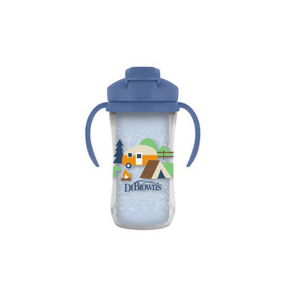 Dr Browns İzolyasiyalı pipetli stəkan 300 ml, mavi, 12 ay+ - DR.BROWN S