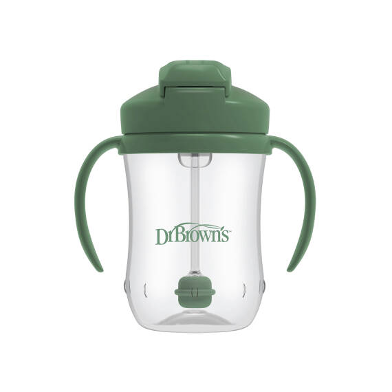 DR.BROWN S TC91104/7579 BABY S FIRST STRAW CUP WITH HANDLES OLIVE GREEN 270ML 6M+ - 1