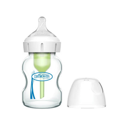 DR.BROWN S WB51700/7082 ANTI-COLIC OPTIONS+BABY BOTTLE WIDE-NECK GLASS 150ML 0M+ - DR.BROWN S