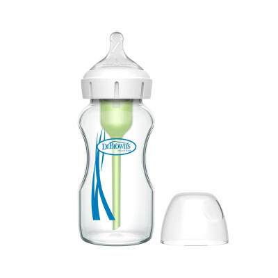 DR.BROWN S WB91700/7105 WIDE-NECK ANTI-COLIC OPTIONS+GLASS BABY BOTTLE 270ML 0M+ - DR.BROWN S