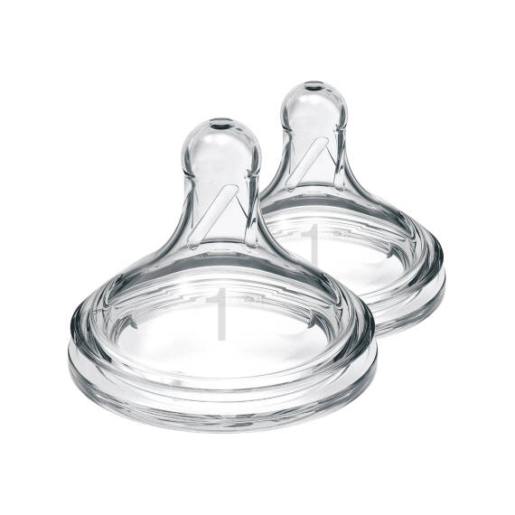 DR.BROWN S WN1201-INTL/7471 ANTI-COLIC NIPPLE WIDE-NECK LEVEL-1 2-PACK 0M+ - 1