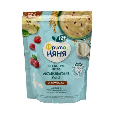 Fruto Nyana alma, qarğıdalı lopaları və moruq dilimləri ilə çoxdənli südlü sıyıq - FRISO