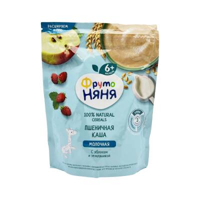 Fruto Nyana banan və çiyələk ilə südlü buğda sıyığı 6 ay + 200 qr - 