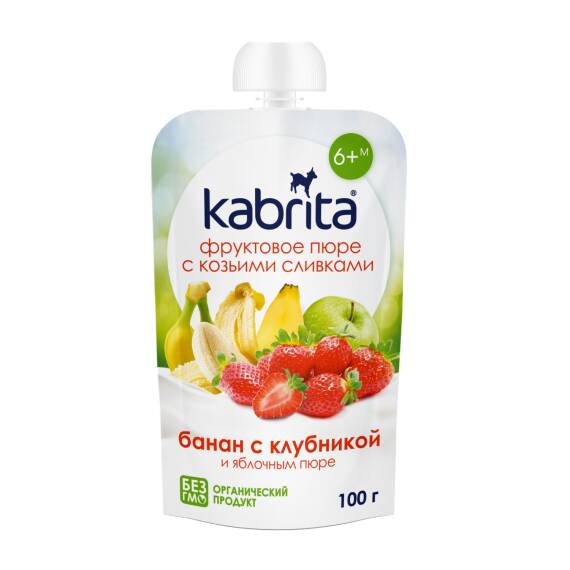 Kabrita Banan, alma, ciyələk keçi qaymaqlı püre 100 qr - 1