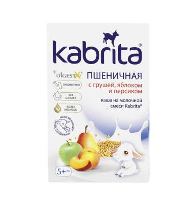 Kabrita buğda sıyığı süd qatışığı əsasında alma,armud və şaftalı ilə (5 ay+) 180 qr - KABRITA