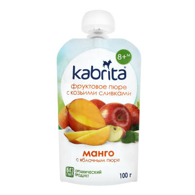 Kabrita Mango, alma keçi qaymaqlı püre 100 qr - KABRITA