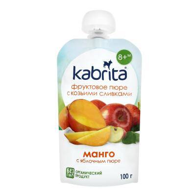 Kabrita Mango, alma keçi qaymaqlı püre 100 qr - KABRITA