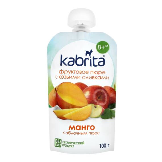 Kabrita Mango, alma keçi qaymaqlı püre 100 qr - 1