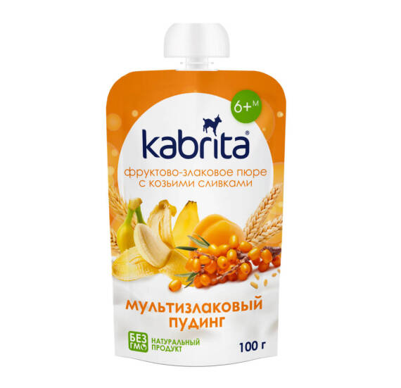 Kabrita Multizlak-taxıl, çaytikanı meyvəli keçi qaymaqli pudinq 100 q - 1