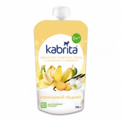 Kabrita Vanilli, meyvəli, taxıllı keçi qaymaqlı puding 100 qr - KABRITA
