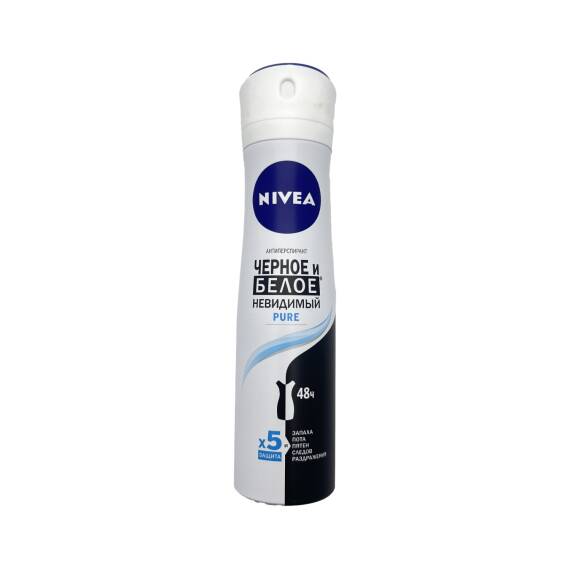 Nivea Ağ və Qara Görünməz Saf Müdafiə Antiperspirant 150 ml Sprey - 1