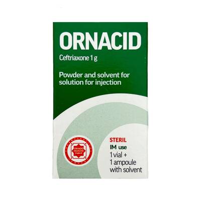 Ornasid 1q əzələdaxili inyeksiya məhlulu hazırlamaq üçün toz və həlledici - 