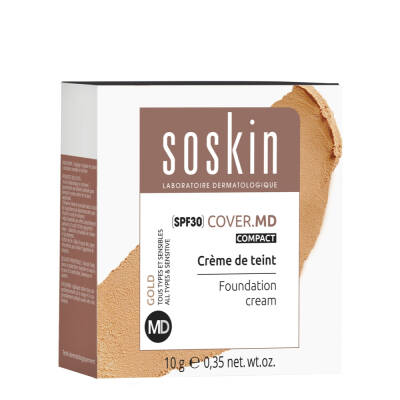 SOSKIN 5244 FOUNDATION CREAM SPF30 COVER MD COMPACT GOLD 10GR - SOSKIN