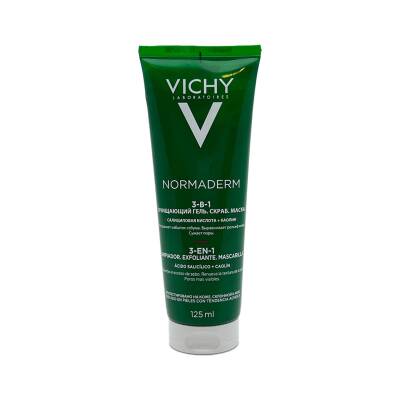 Vichy Normaderm 3/1 Təmizləyici Gel, Skrab, Maska, 125 ml - 1