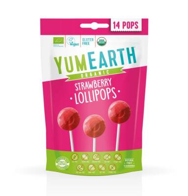 Yumearth orqanik lollipoplar çiyələk N14 - YUMEARTH
