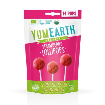 Yumearth orqanik lollipoplar çiyələk N14 - YUMEARTH
